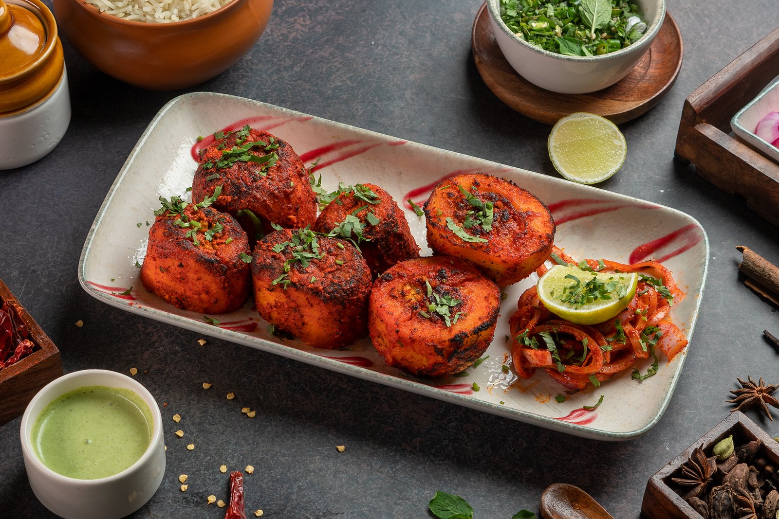 Tandoori Aloo (6 PC) + Mint Chutney